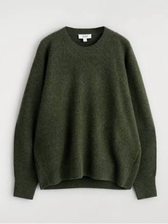 COS Sweaters - COS Rounded Double Faced Wool Crewneck Sweater in Dark Green size Medium